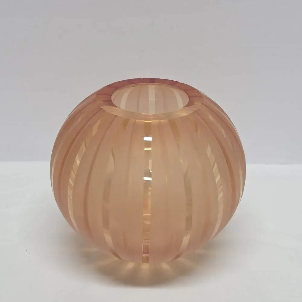 Vintage Waterford Evolution Blush Amber Striped Round Vase 5.25